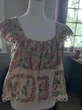 Girls Cream Floral Ruffle Peasant Dress - Lightweight Summer Top